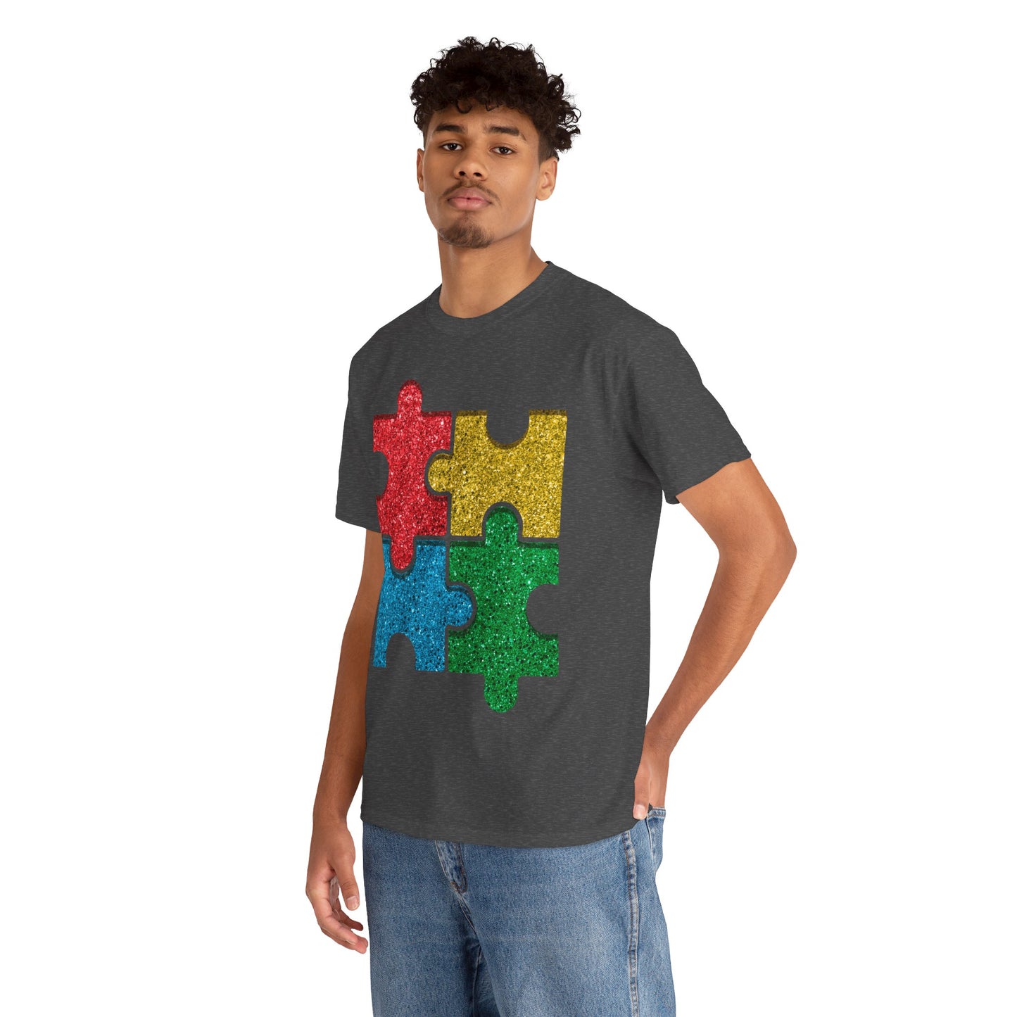 Autism Puzzle Pieces T-shirt Unisex Heavy Cotton