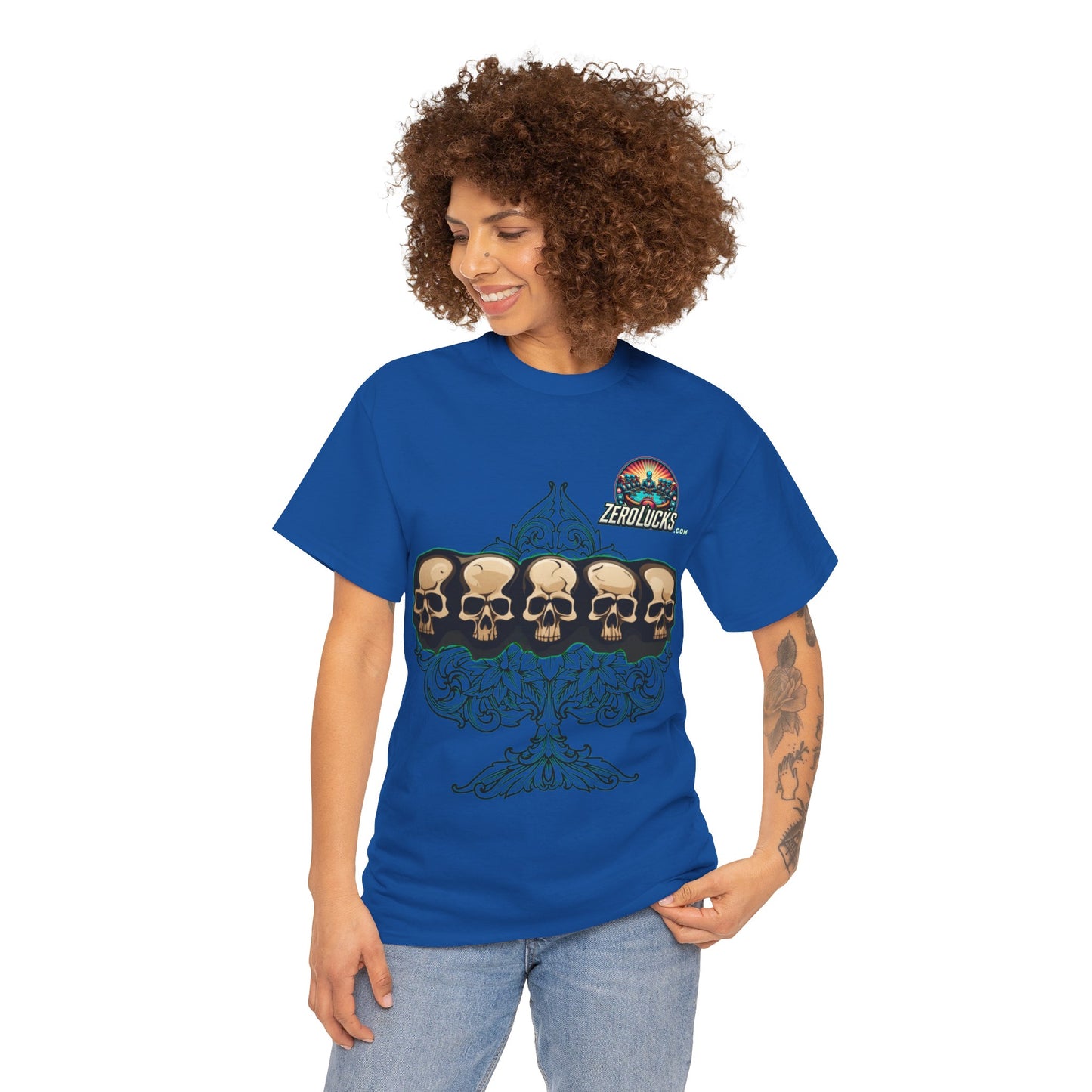 No Lucks Skulls with Spade T-shirt Unisex Heavy Cotton