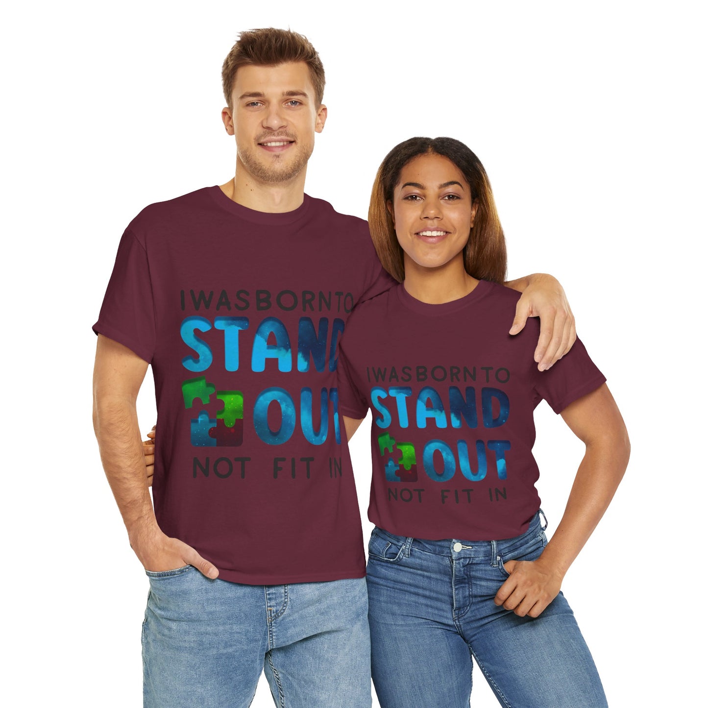 Autism I was Born To Stand Out T-shirt Unisex Heavy Cotton