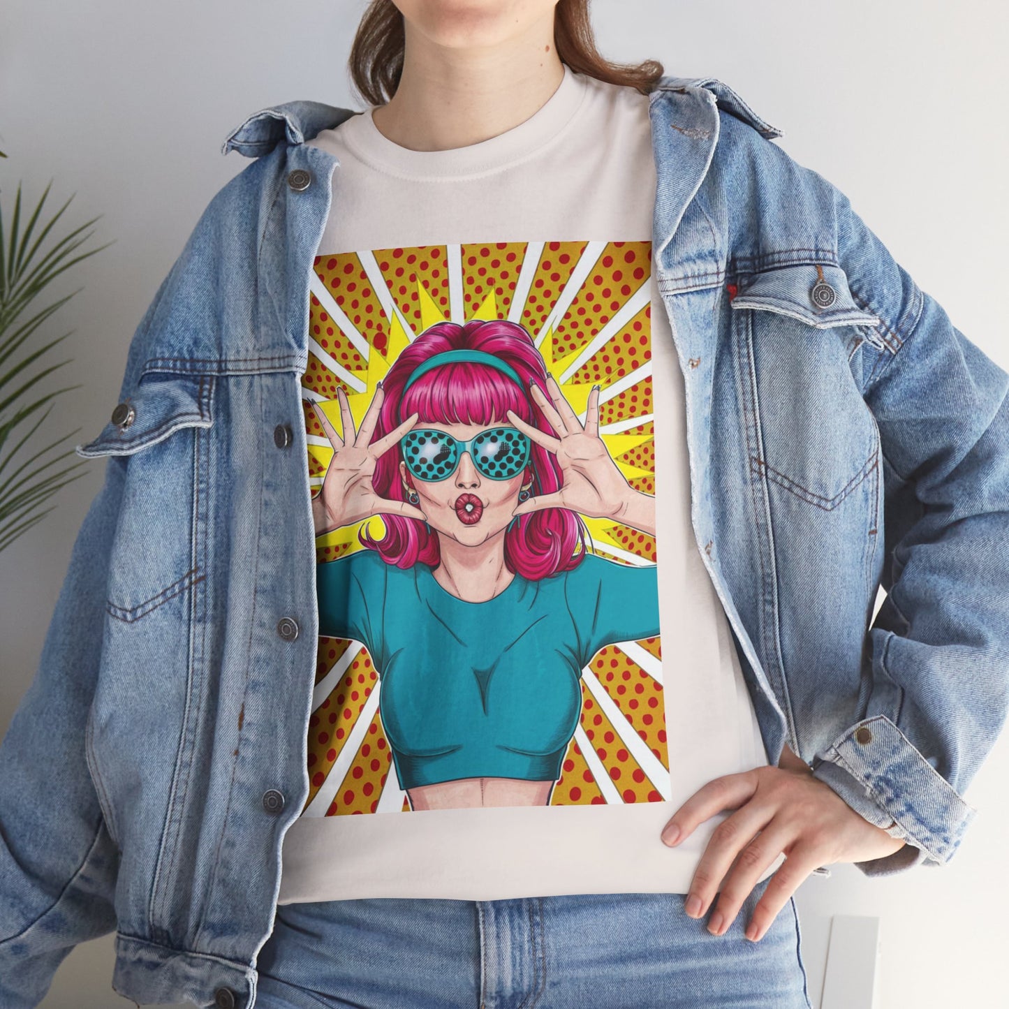 Sexy Retro PopArt Girl Vibrant Colors Unisex heavy cotton Tshirt