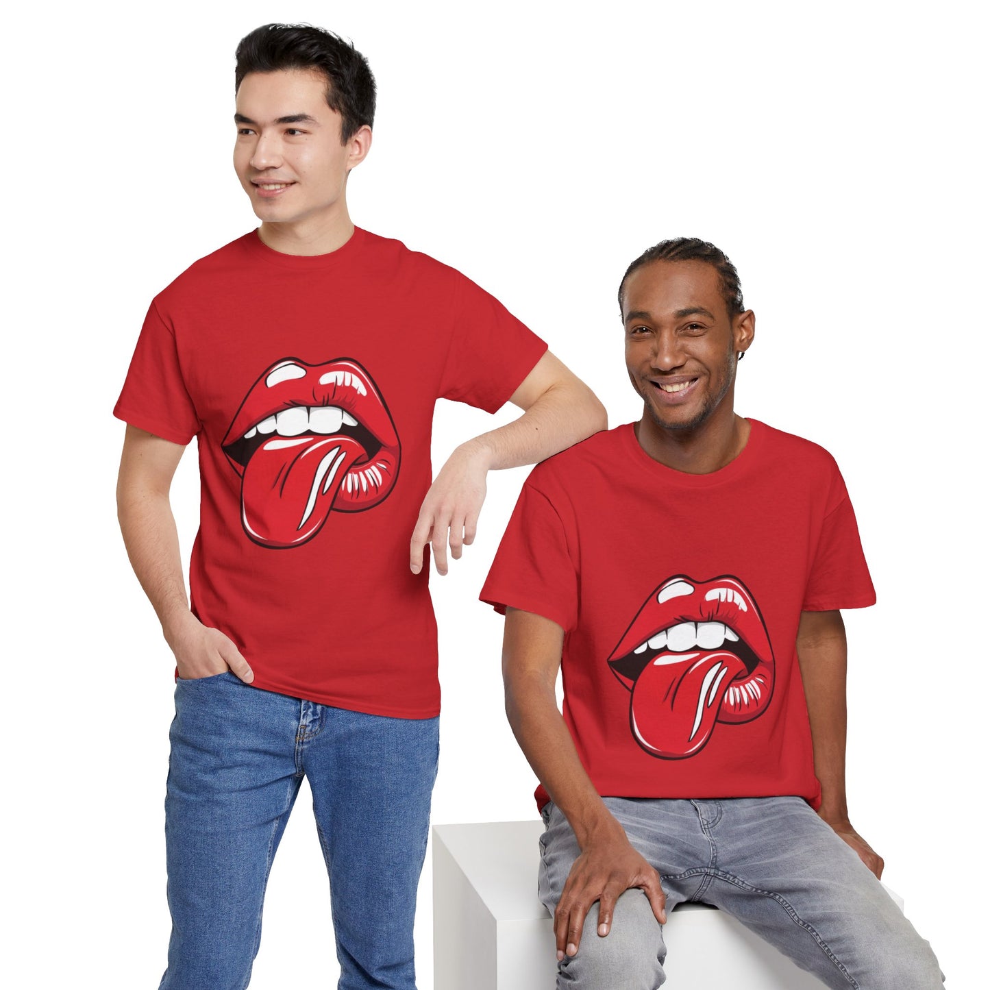 Sexy Retro PopArt Red Lips and Tounge Unisex heavy cotton Tshirt