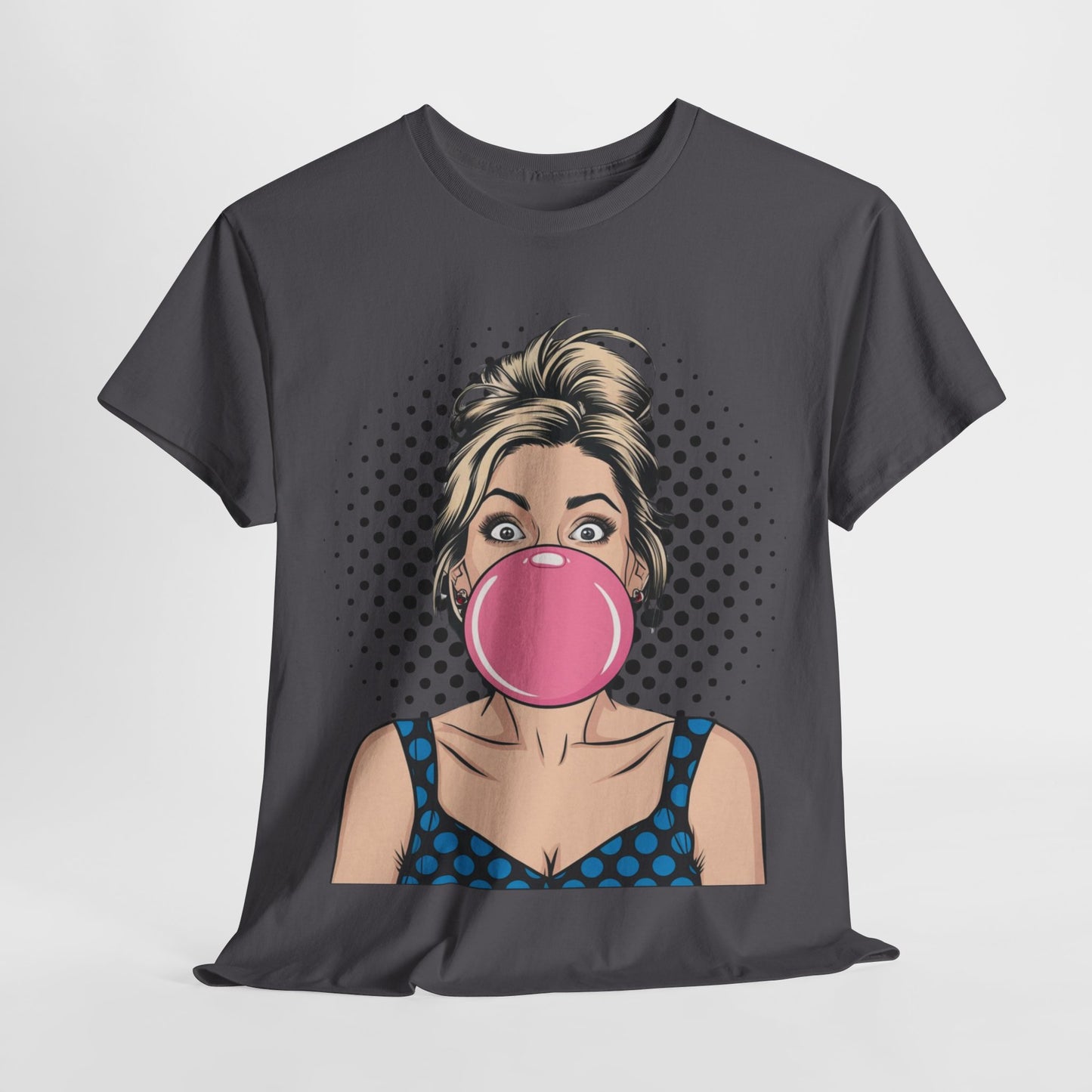 PopArt Girl Bubble Gum Bubble Tshirt unisex heavy cotton