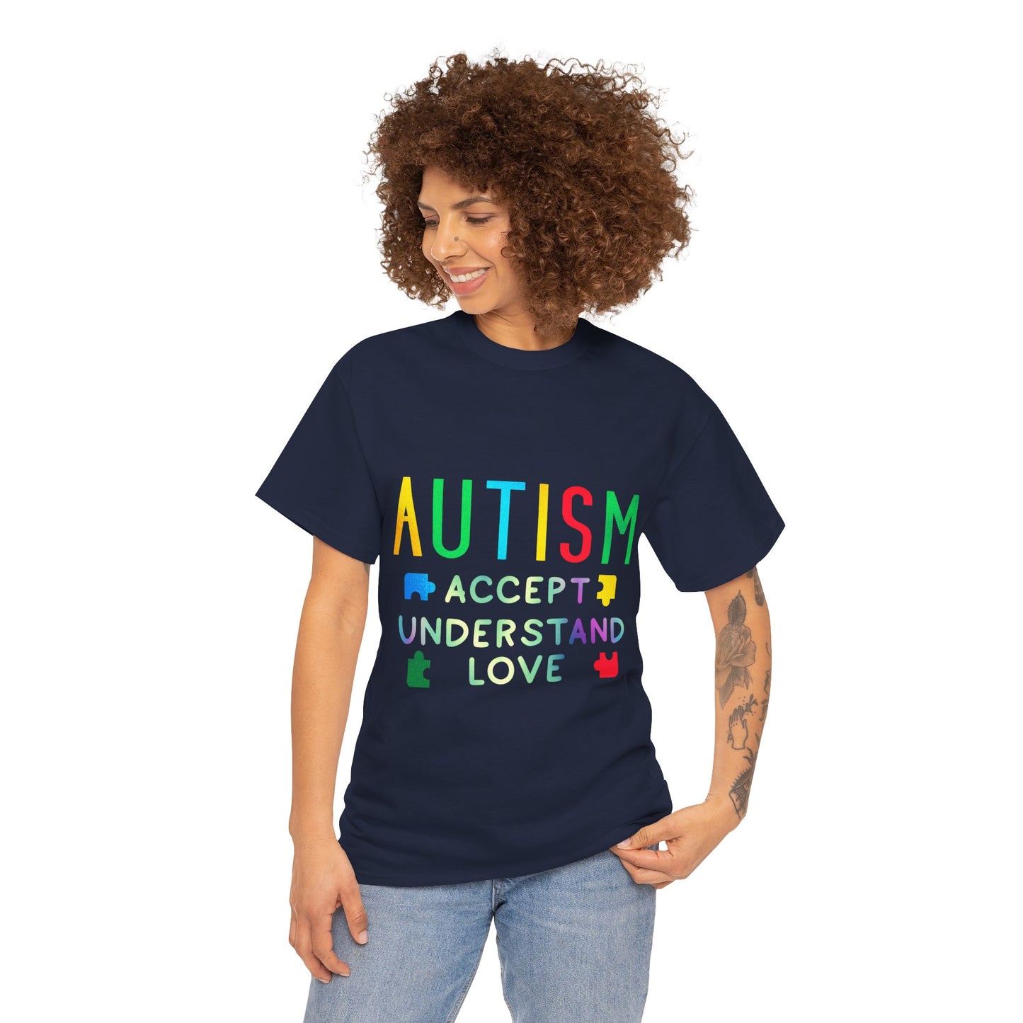 Autism ACCEPT UNDERSTAND LOVE T-shirt Unisex Heavy Cotton