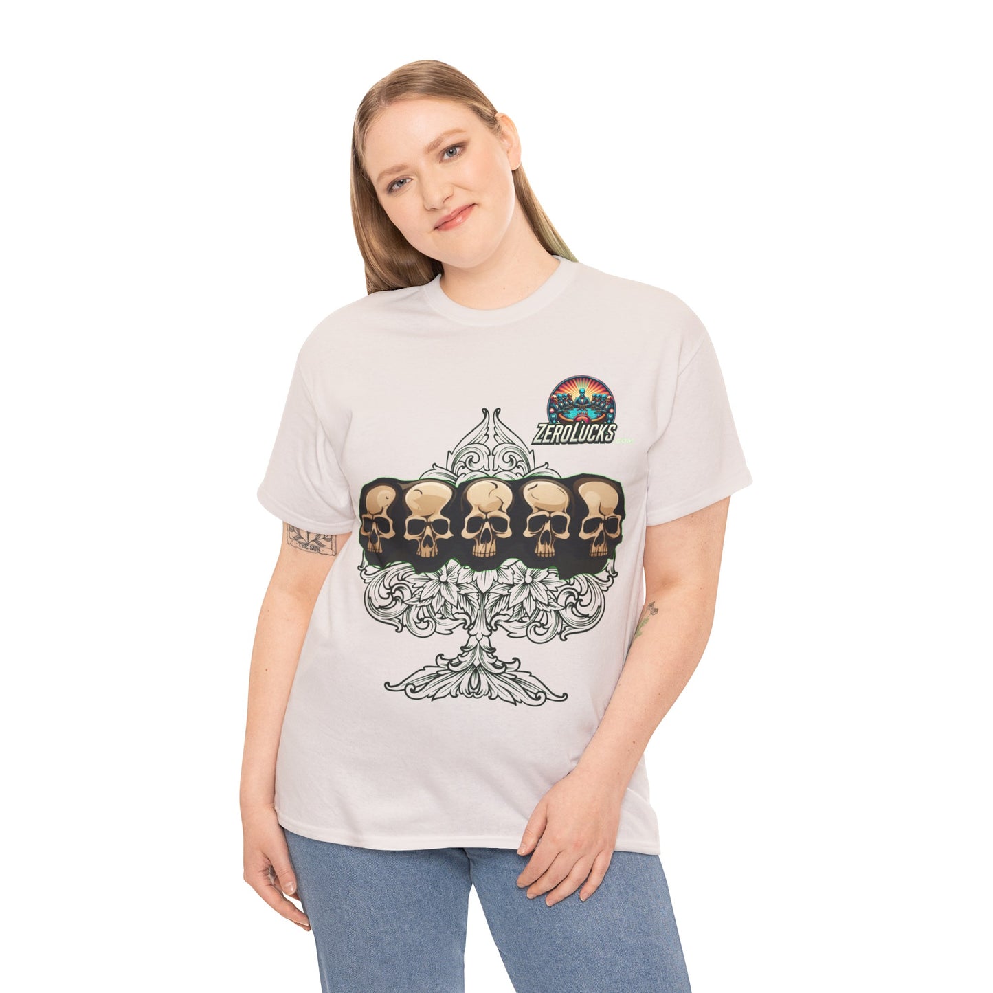 No Lucks Skulls with Spade T-shirt Unisex Heavy Cotton