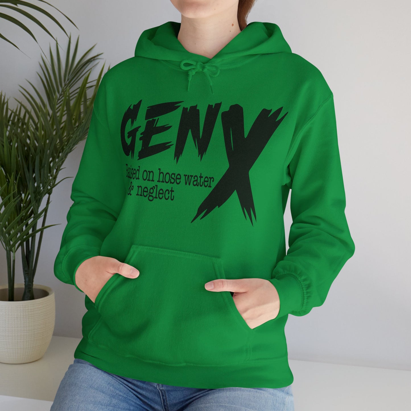 Gen X Raised on Hose Water & Neglect Front & Back Unisex Heavy Blend™ Hooded Sweatshirt