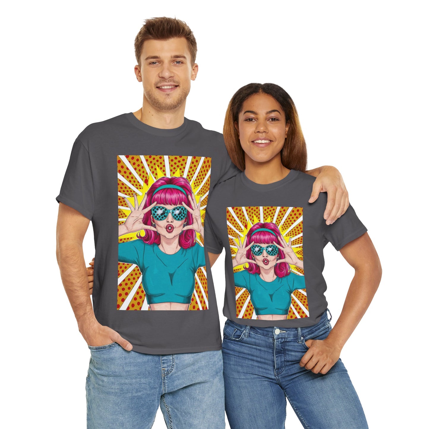 Sexy Retro PopArt Girl Vibrant Colors Unisex heavy cotton Tshirt