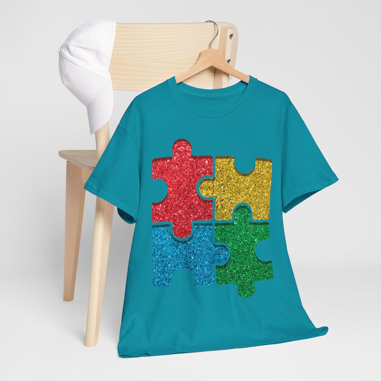 Autism Puzzle Pieces T-shirt Unisex Heavy Cotton