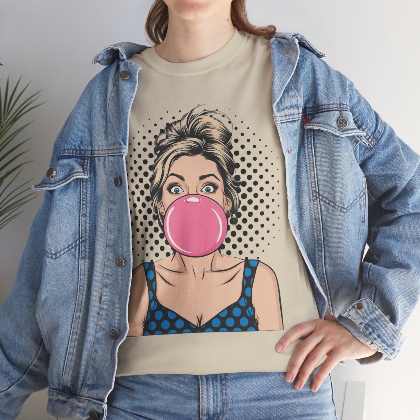 PopArt Girl Bubble Gum Bubble Tshirt unisex heavy cotton