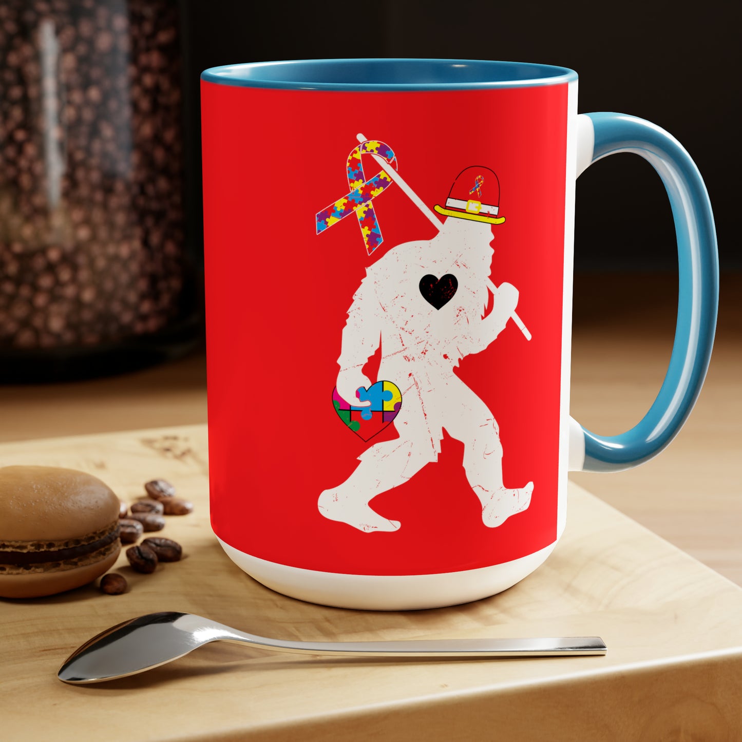Bigfoot Heart Puzzle Piece Autism - 11oz Mug