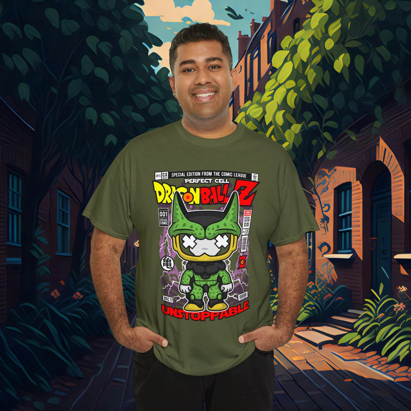 Perfect Cell DragonBall Z Pop Culture Mock Comic Cover heavy cotton T-shirt