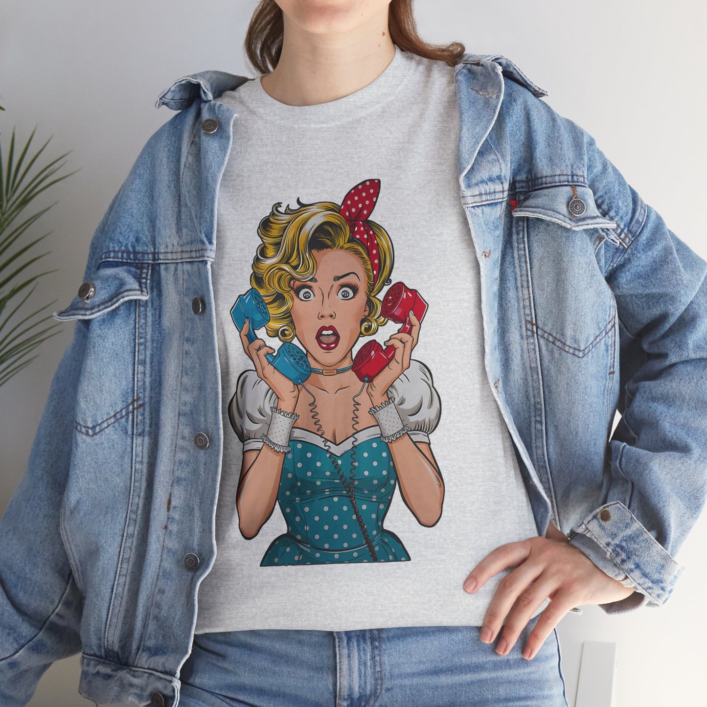 PopArt Girl on the Phone  Tshirt unisex heavy cotton