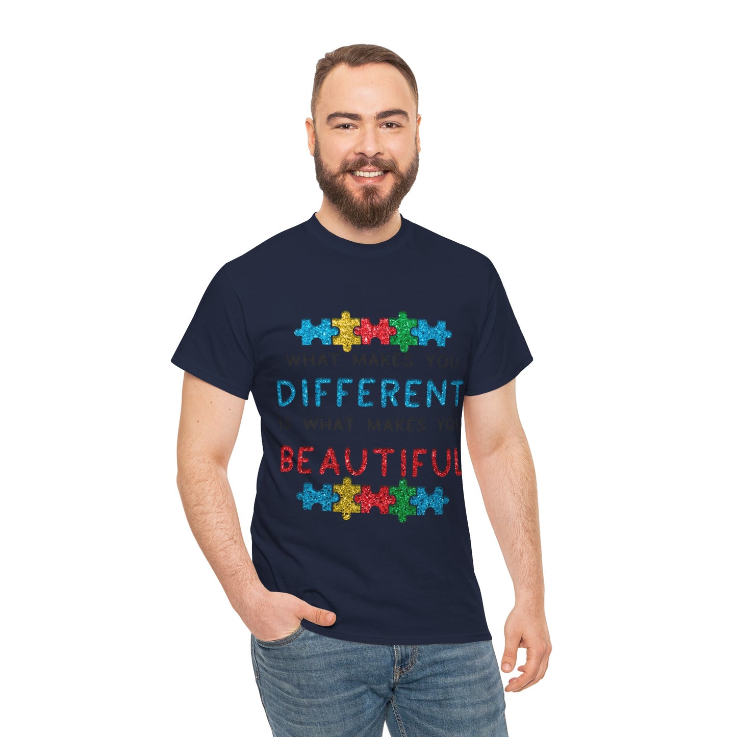 Autism WHAT MAKES YOU DIFFERENT IS WHAT MAKES YOU BEAUTIFUL T-shirt Unisex Heavy Cotton