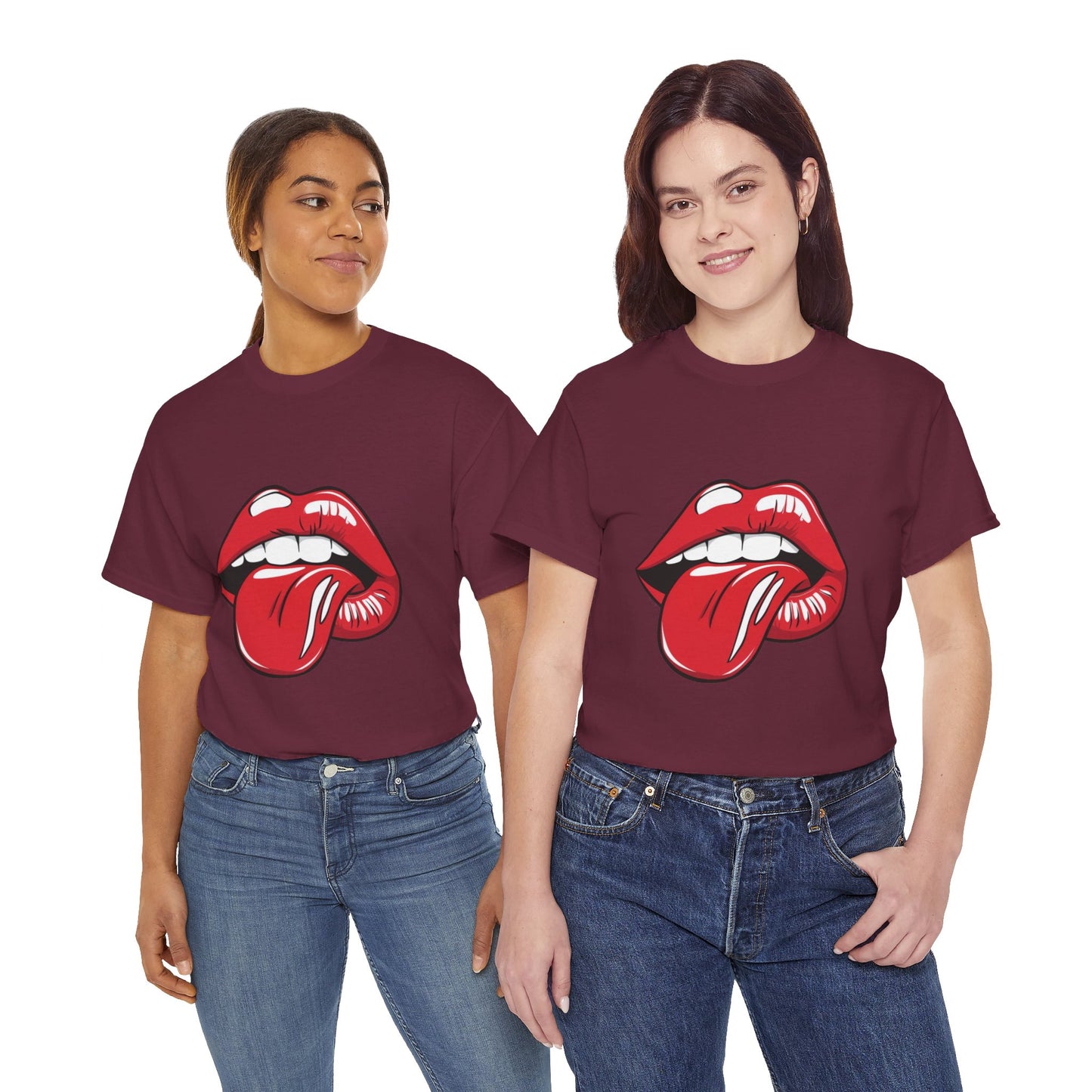 Sexy Retro PopArt Red Lips and Tounge Unisex heavy cotton Tshirt