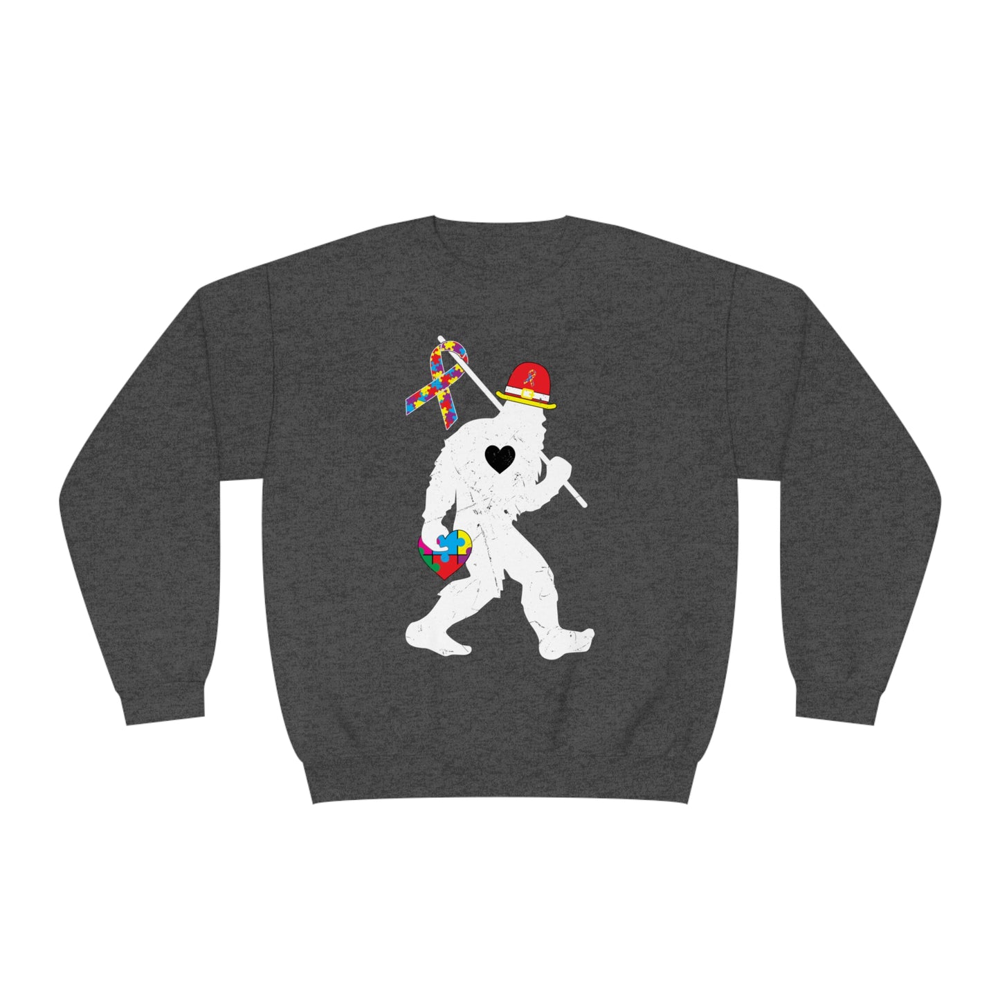 Bigfoot Heart Puzzle Piece Autism Unisex NuBlend® Crewneck Sweatshirt