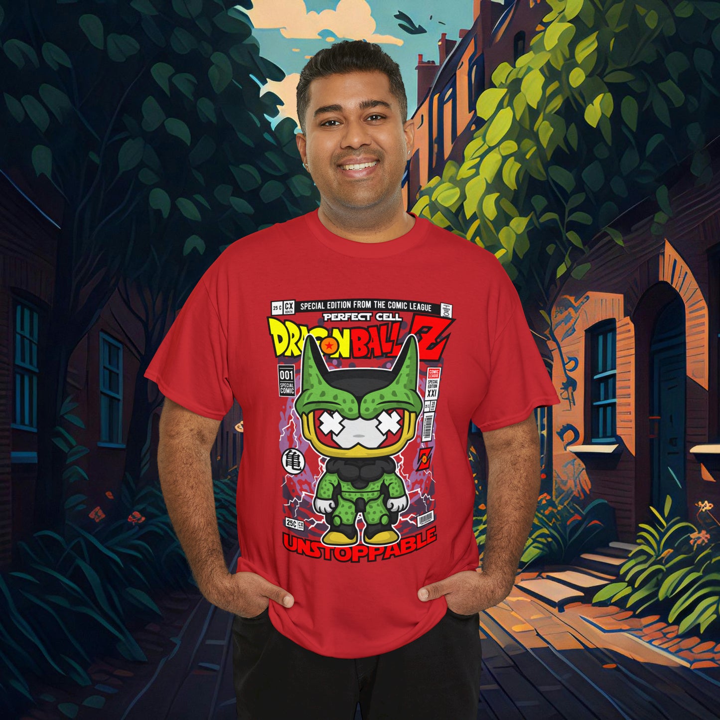 Perfect Cell DragonBall Z Pop Culture Mock Comic Cover heavy cotton T-shirt