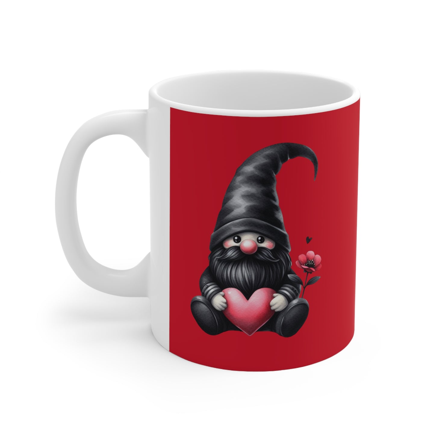 Black Valentine Gnome Ceramic Mug 11oz