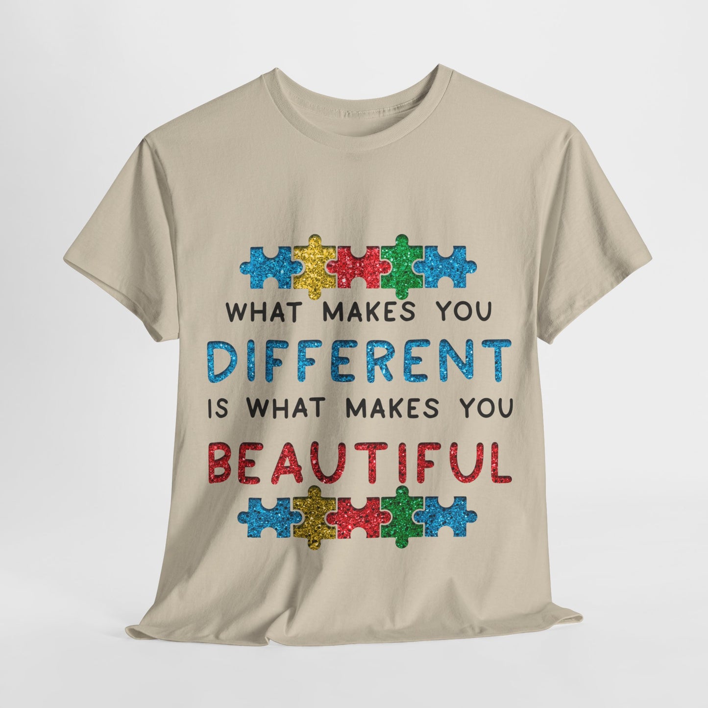 Autism WHAT MAKES YOU DIFFERENT IS WHAT MAKES YOU BEAUTIFUL T-shirt Unisex Heavy Cotton
