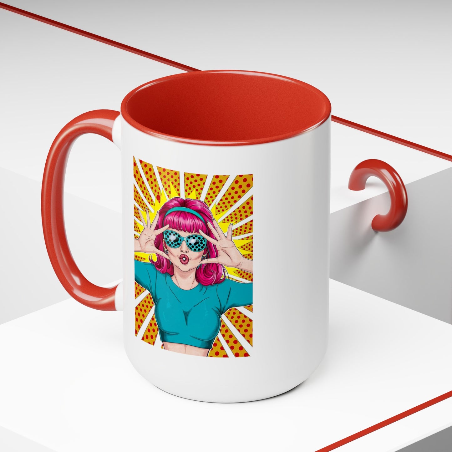 Sexy Retro PopArt Girl with Vibrant Colors 15oz Coffee Mug