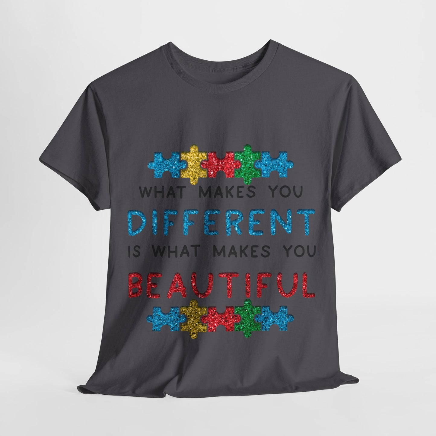 Autism WHAT MAKES YOU DIFFERENT IS WHAT MAKES YOU BEAUTIFUL T-shirt Unisex Heavy Cotton