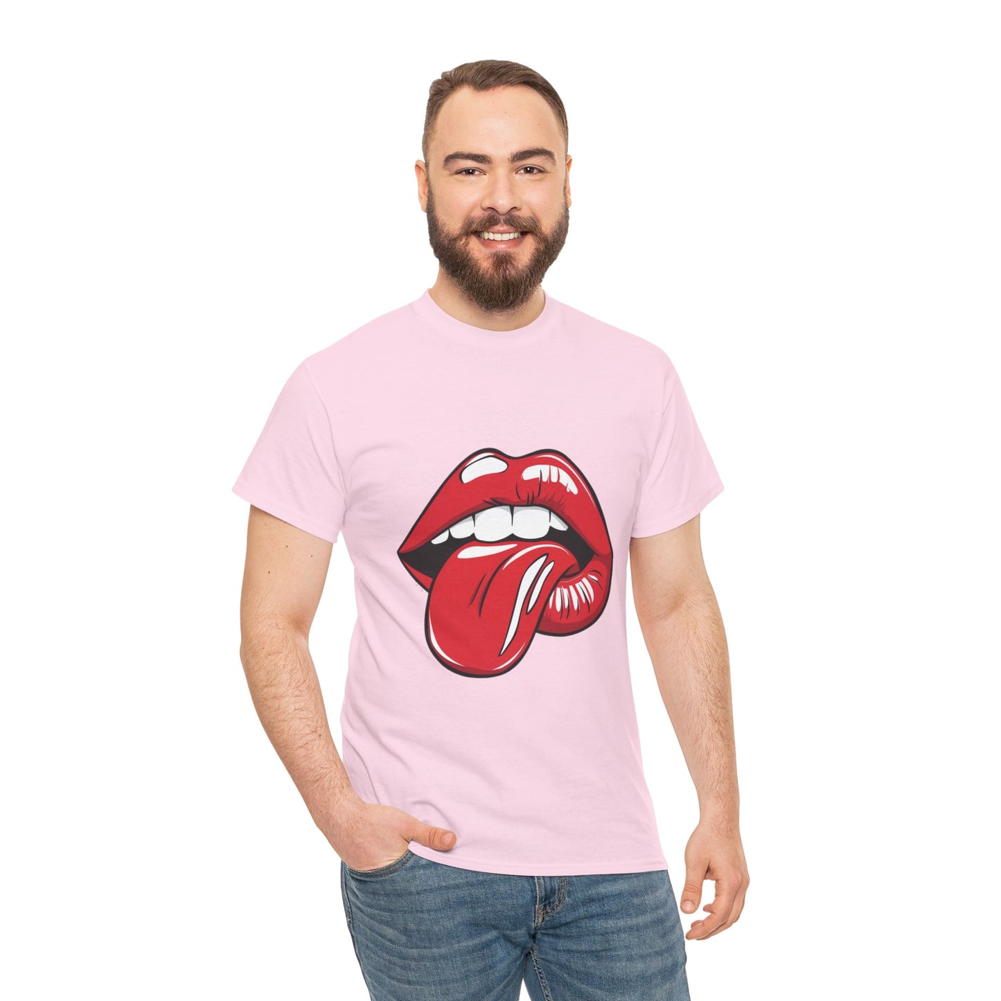Sexy Retro PopArt Red Lips and Tounge Unisex heavy cotton Tshirt
