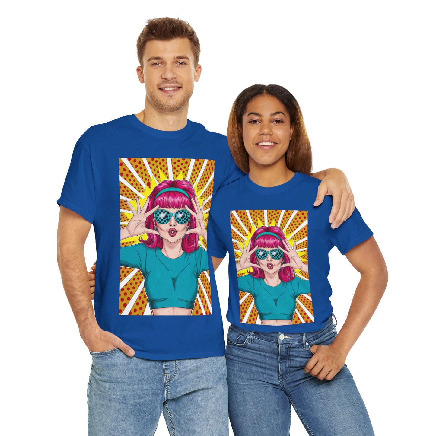 Sexy Retro PopArt Girl Vibrant Colors Unisex heavy cotton Tshirt