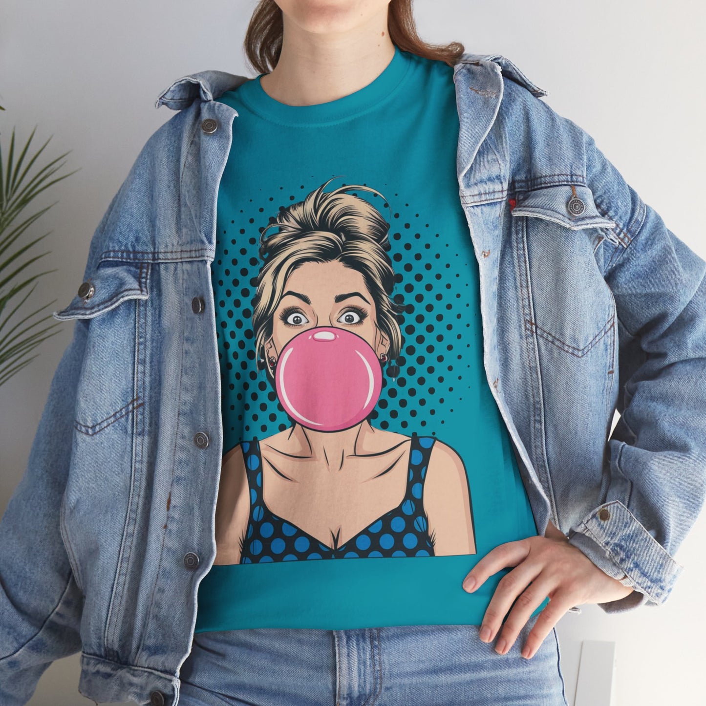 PopArt Girl Bubble Gum Bubble Tshirt unisex heavy cotton