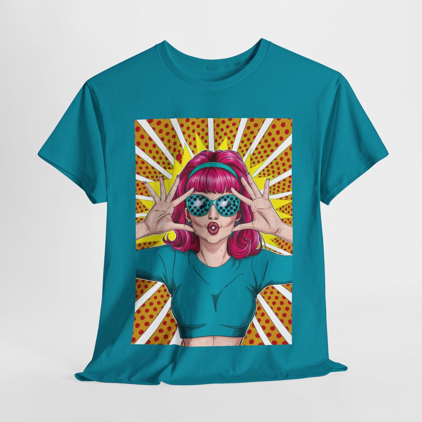 Sexy Retro PopArt Girl Vibrant Colors Unisex heavy cotton Tshirt
