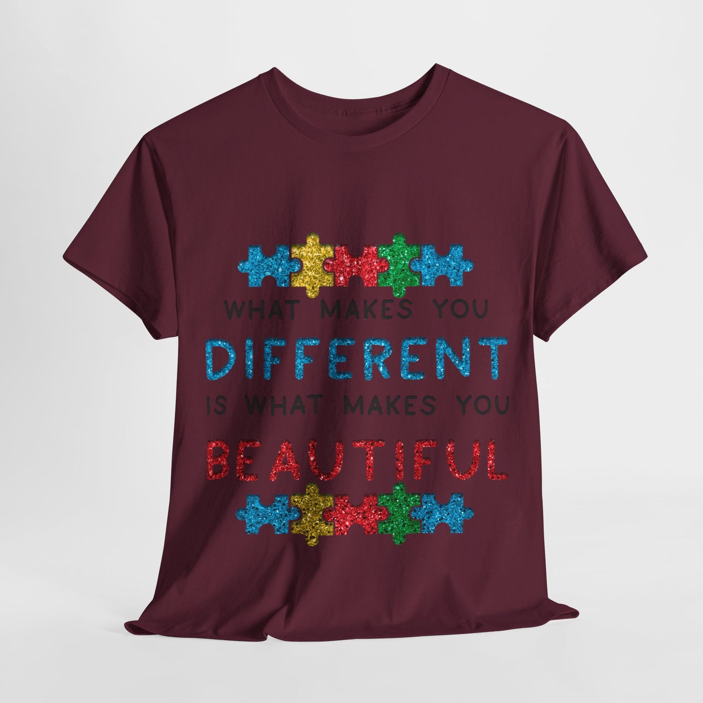 Autism WHAT MAKES YOU DIFFERENT IS WHAT MAKES YOU BEAUTIFUL T-shirt Unisex Heavy Cotton