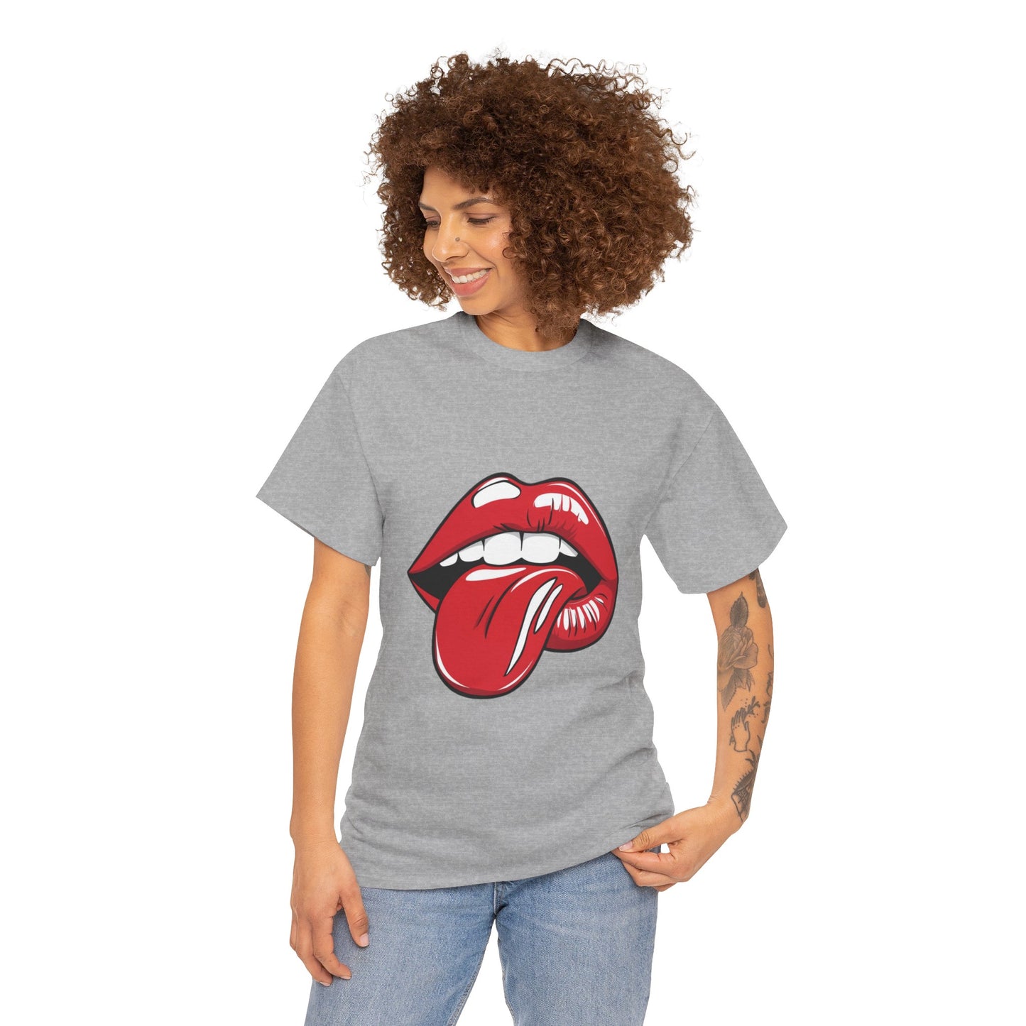 Sexy Retro PopArt Red Lips and Tounge Unisex heavy cotton Tshirt