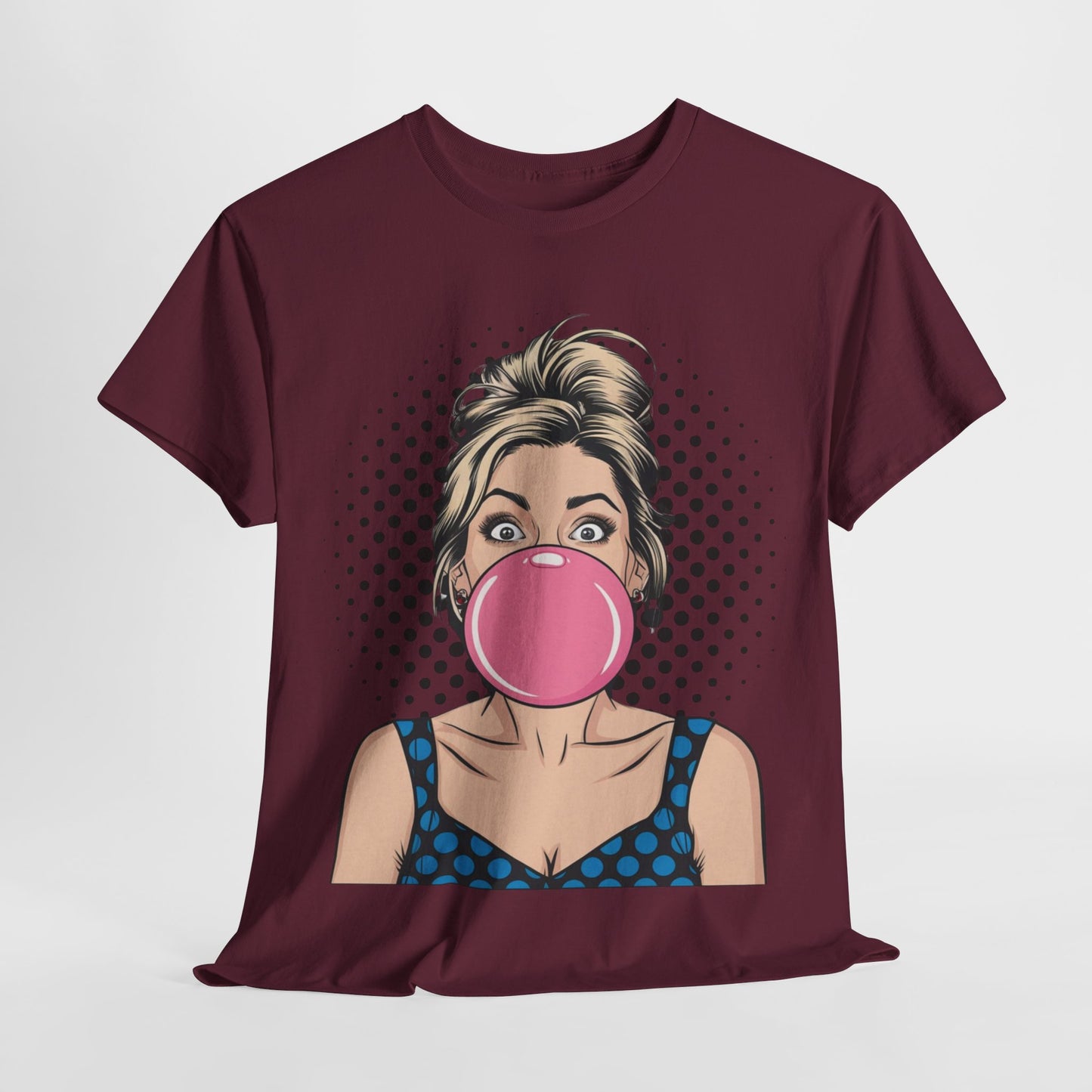 PopArt Girl Bubble Gum Bubble Tshirt unisex heavy cotton