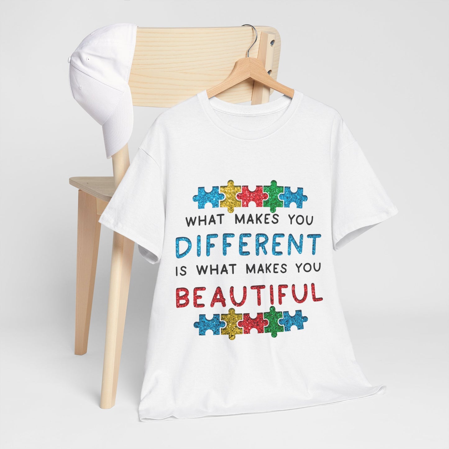 Autism WHAT MAKES YOU DIFFERENT IS WHAT MAKES YOU BEAUTIFUL T-shirt Unisex Heavy Cotton