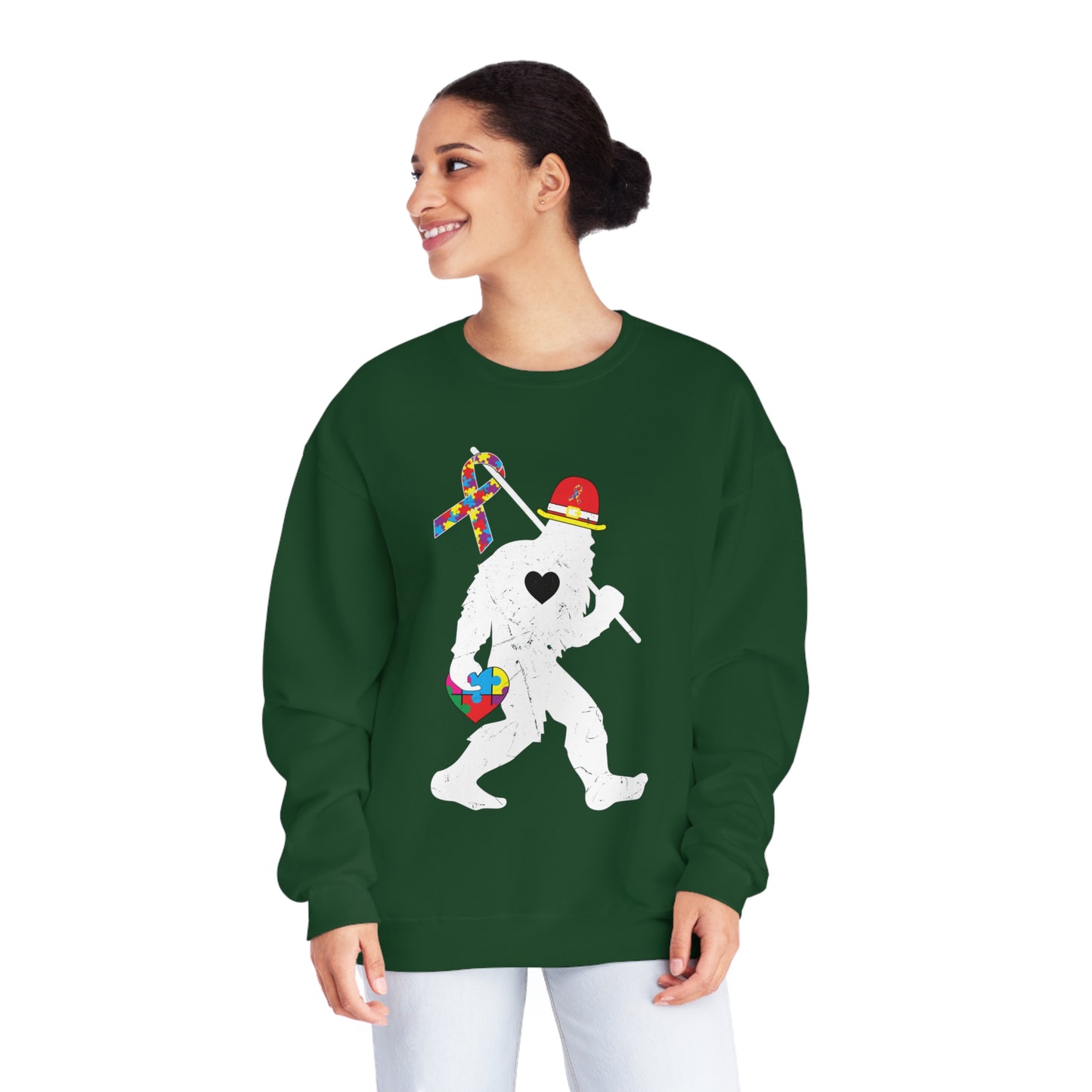 Bigfoot Heart Puzzle Piece Autism Unisex NuBlend® Crewneck Sweatshirt
