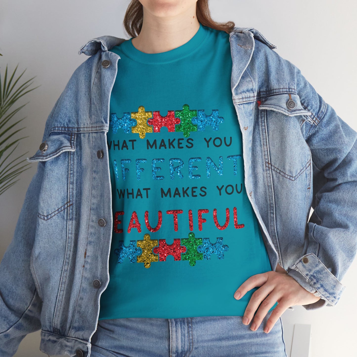 Autism WHAT MAKES YOU DIFFERENT IS WHAT MAKES YOU BEAUTIFUL T-shirt Unisex Heavy Cotton