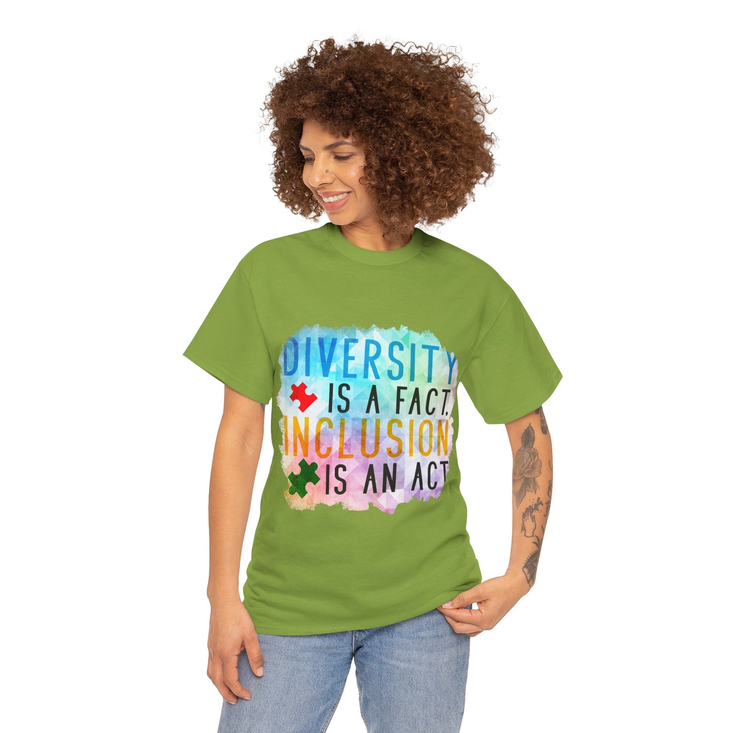 Autism Diversity is a Fact, Inclusion is an Act T-shirt Unisex Heavy Cotton