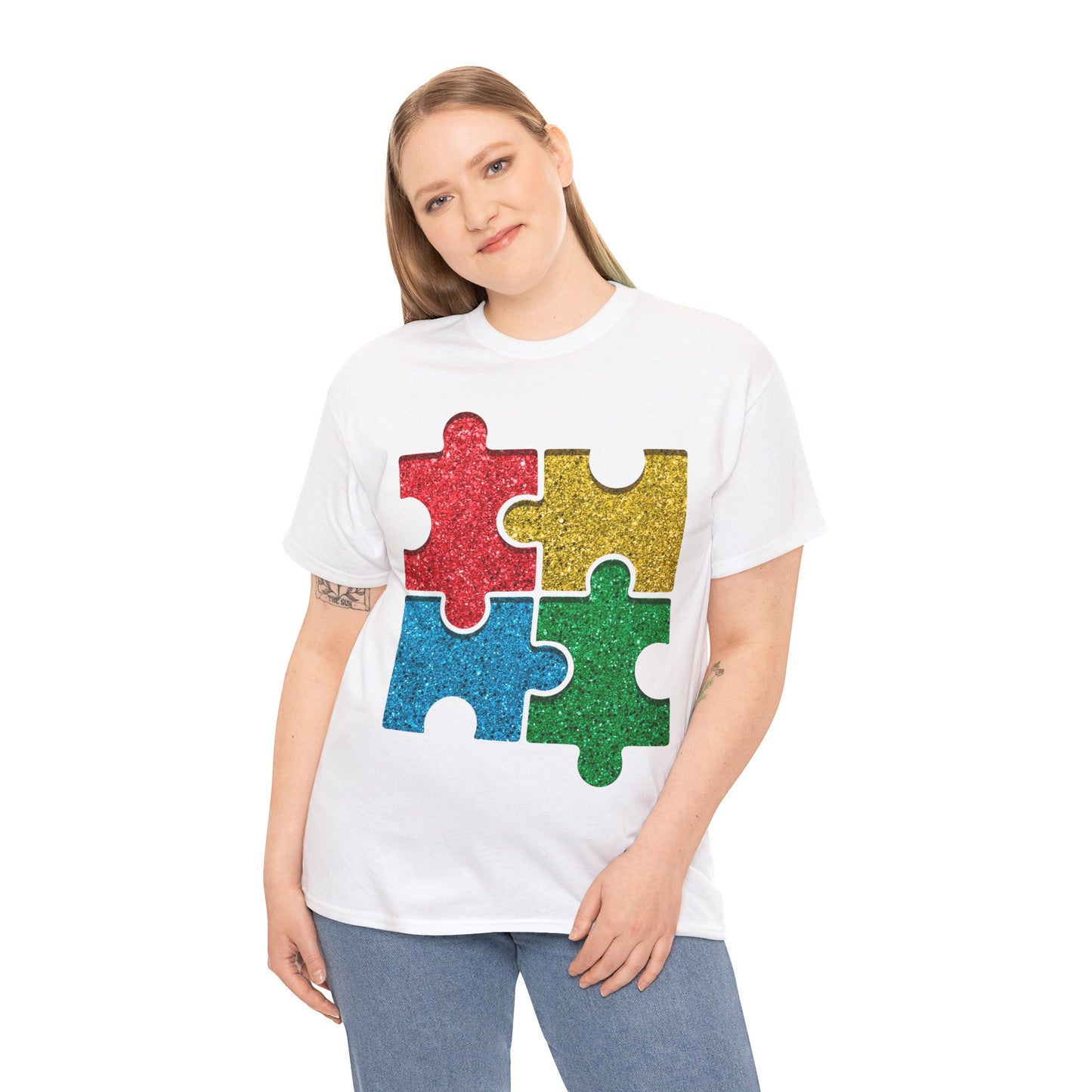 Autism Puzzle Pieces T-shirt Unisex Heavy Cotton