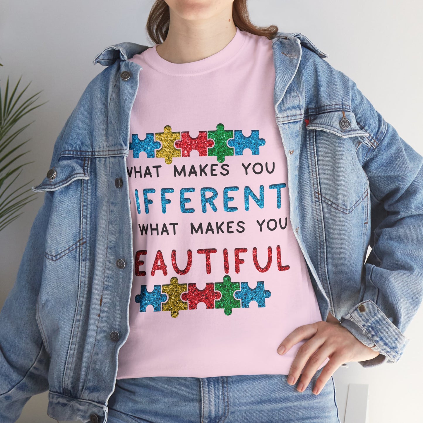 Autism WHAT MAKES YOU DIFFERENT IS WHAT MAKES YOU BEAUTIFUL T-shirt Unisex Heavy Cotton