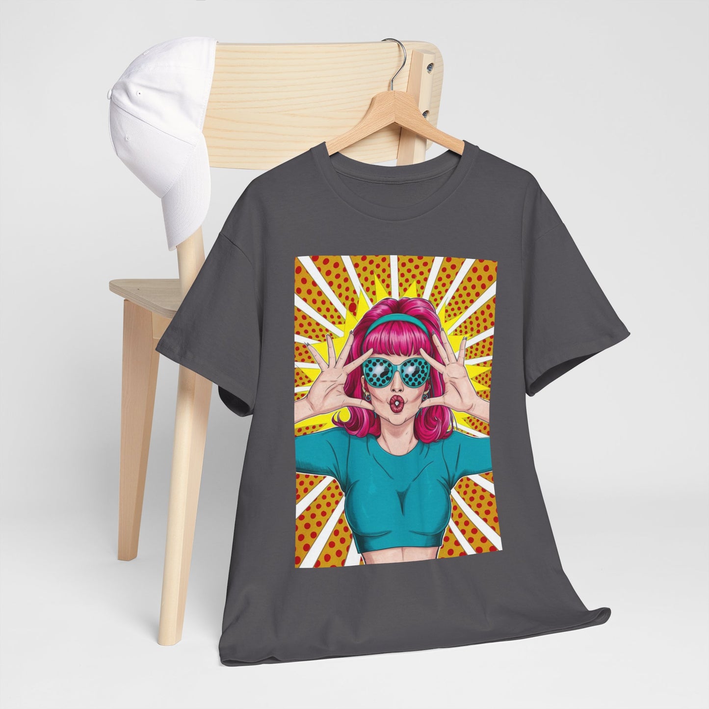 Sexy Retro PopArt Girl Vibrant Colors Unisex heavy cotton Tshirt