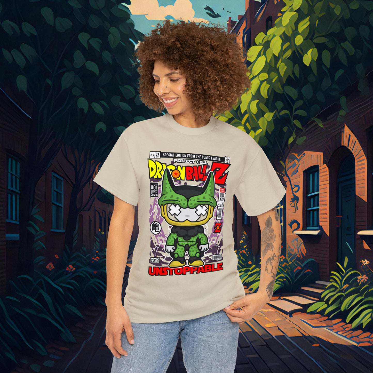 Perfect Cell DragonBall Z Pop Culture Mock Comic Cover heavy cotton T-shirt