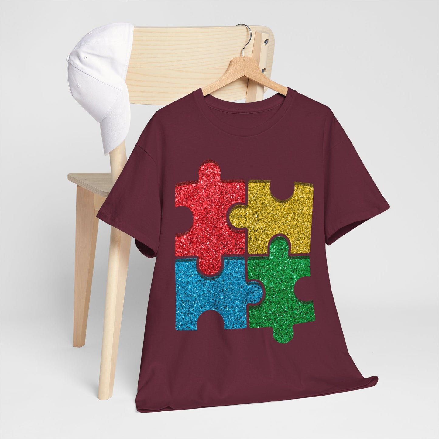 Autism Puzzle Pieces T-shirt Unisex Heavy Cotton