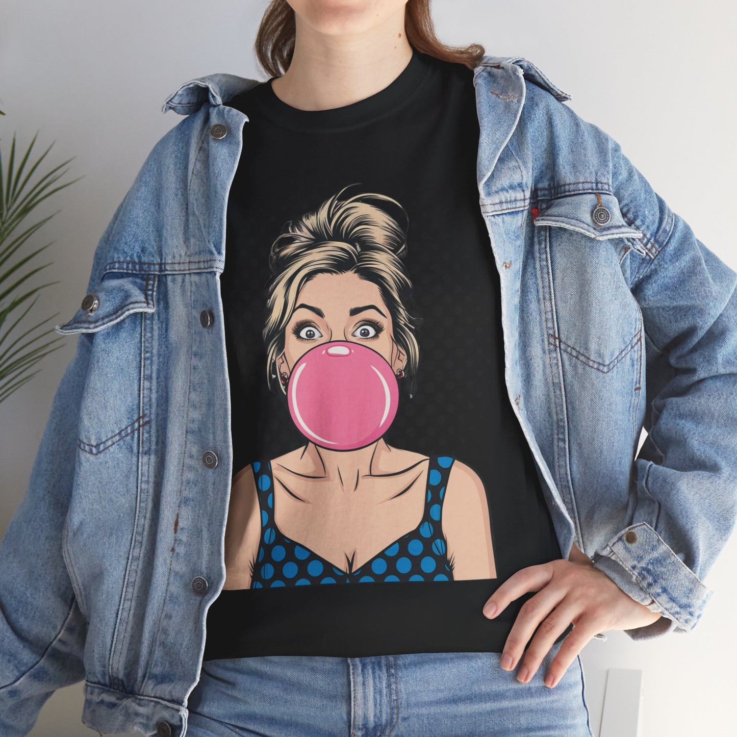 PopArt Girl Bubble Gum Bubble Tshirt unisex heavy cotton