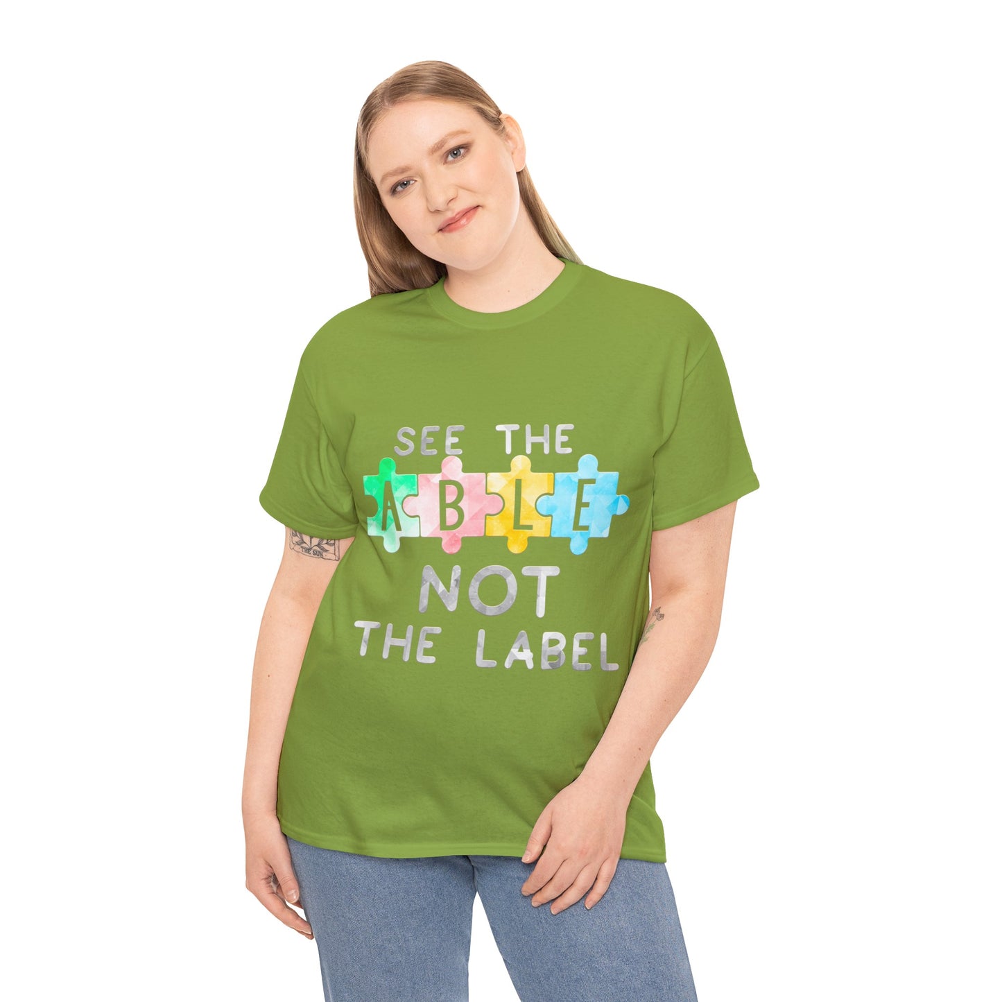 Autism SEE THE ABLE NOT THE LABEL T-shirt Unisex Heavy Cotton