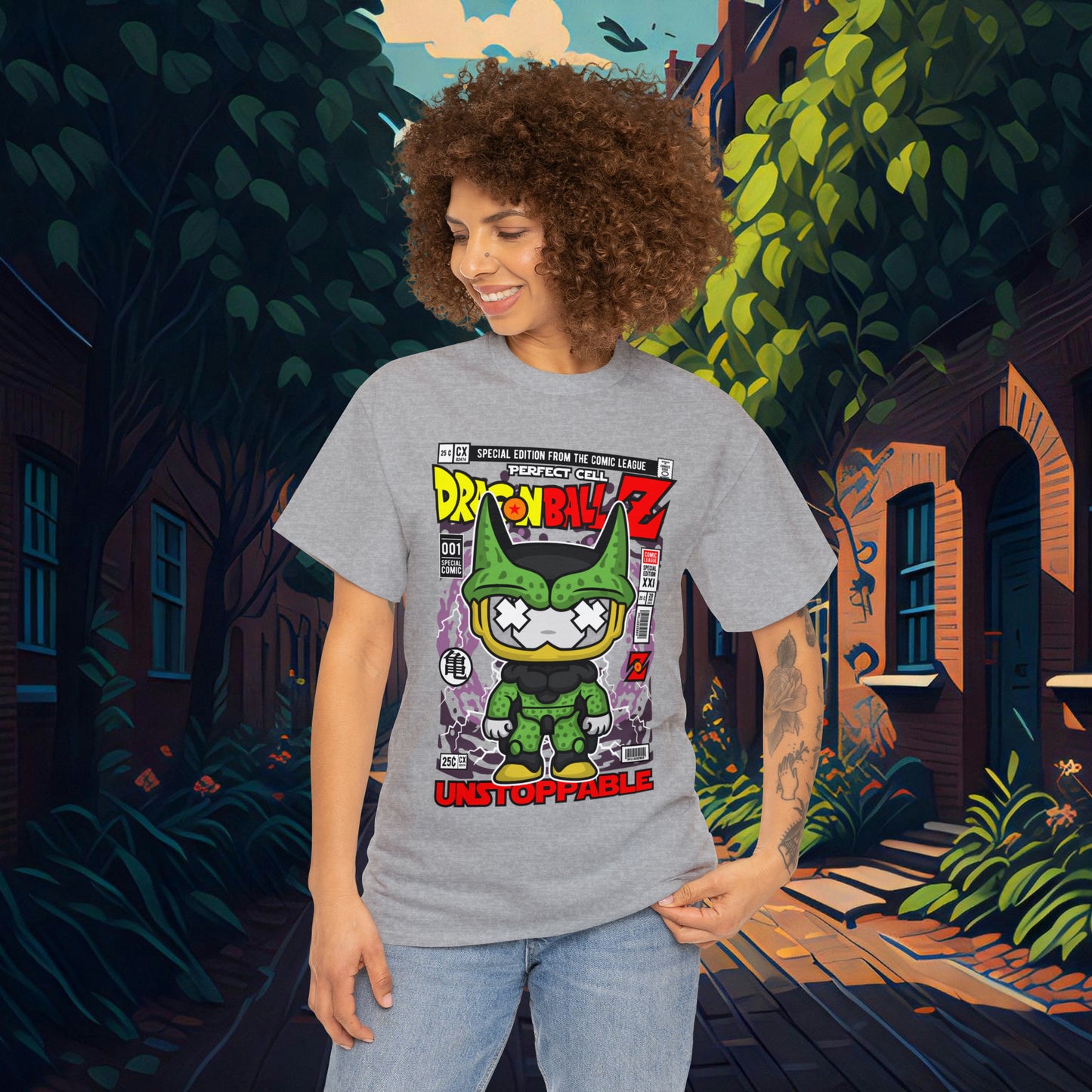 Perfect Cell DragonBall Z Pop Culture Mock Comic Cover heavy cotton T-shirt