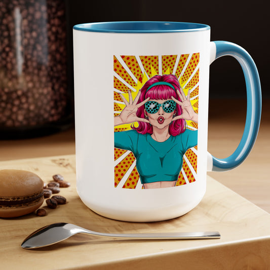 Sexy Retro PopArt Girl with Vibrant Colors 15oz Coffee Mug