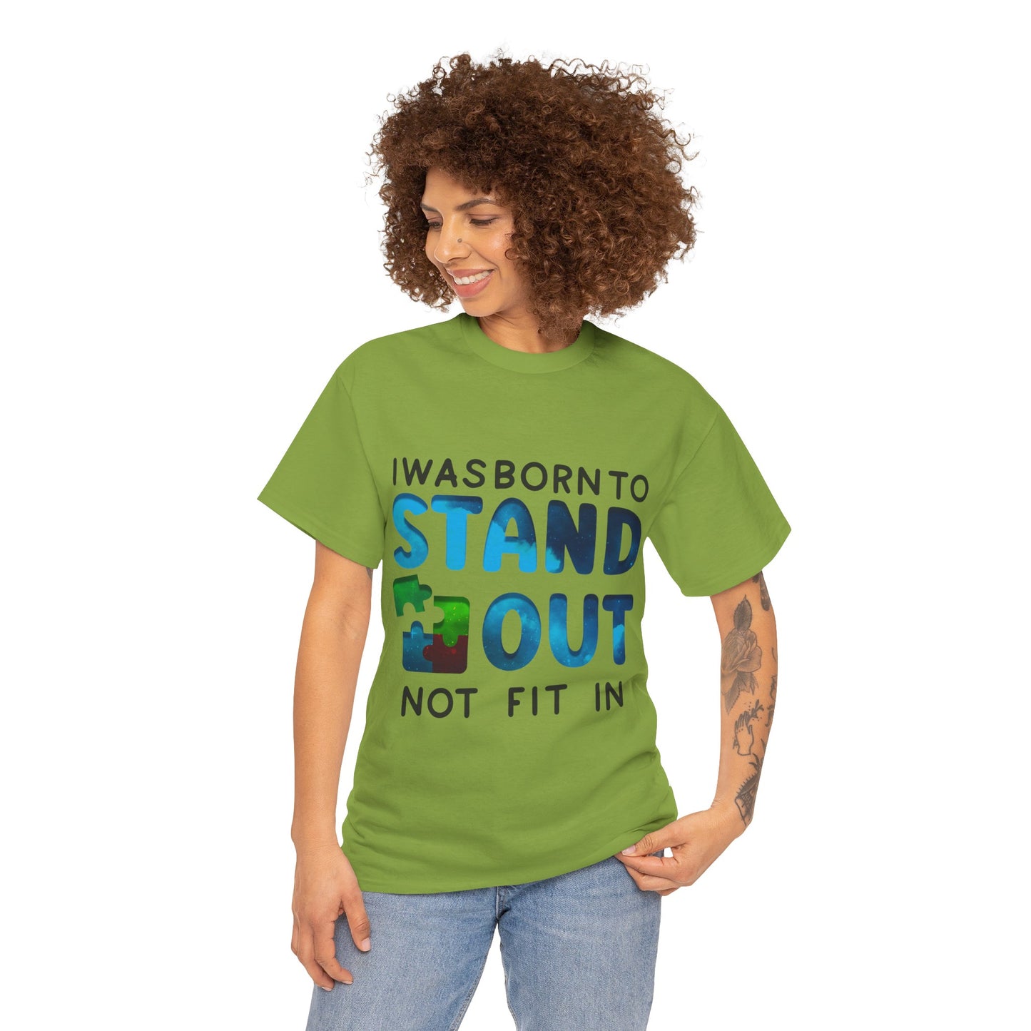 Autism I was Born To Stand Out T-shirt Unisex Heavy Cotton