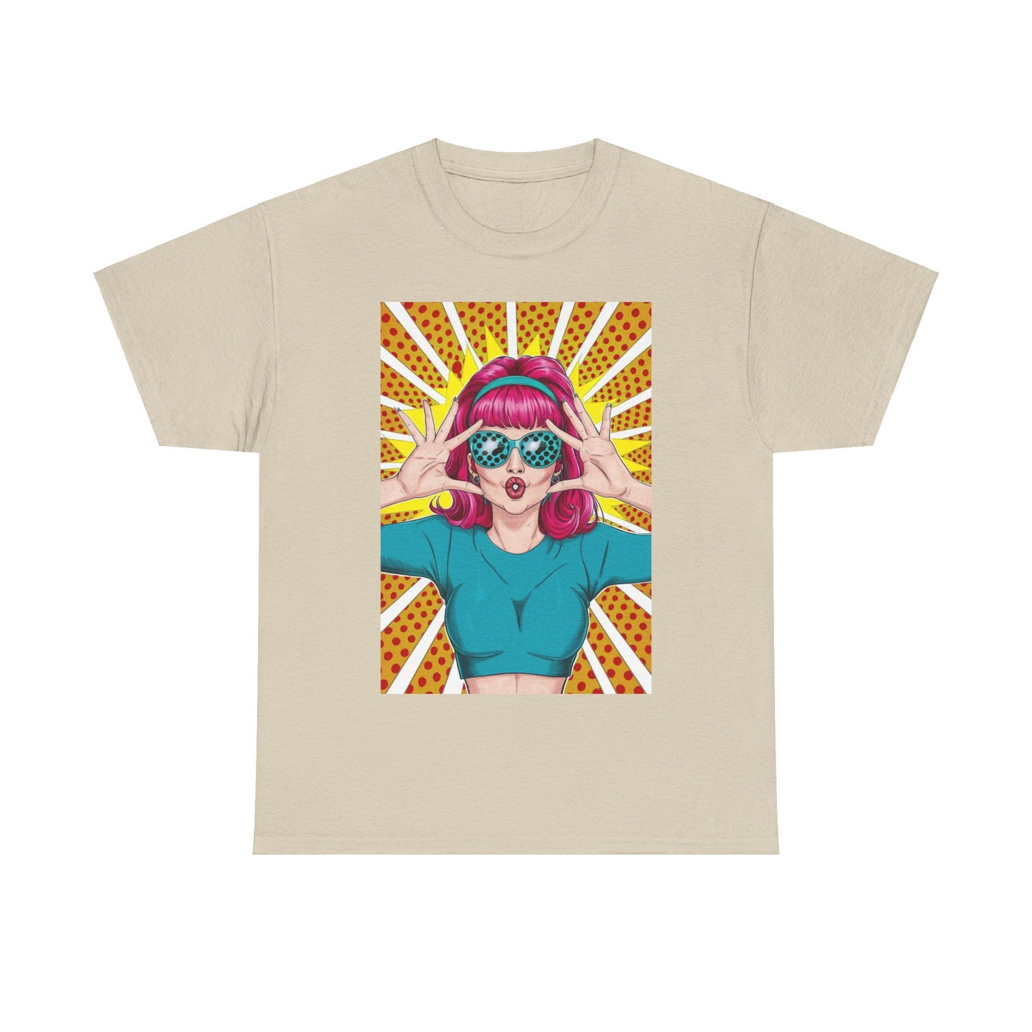 Sexy Retro PopArt Girl Vibrant Colors Unisex heavy cotton Tshirt