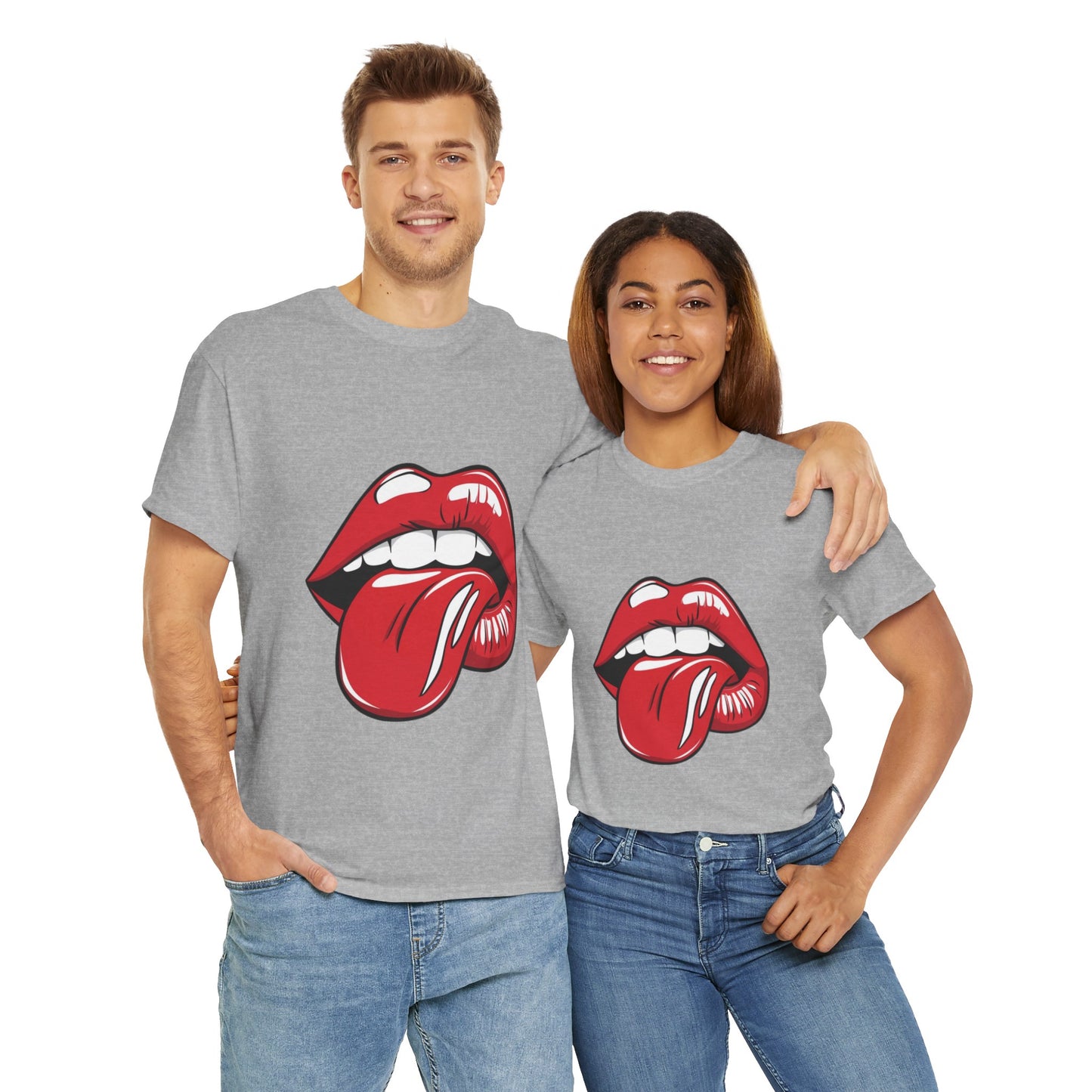 Sexy Retro PopArt Red Lips and Tounge Unisex heavy cotton Tshirt