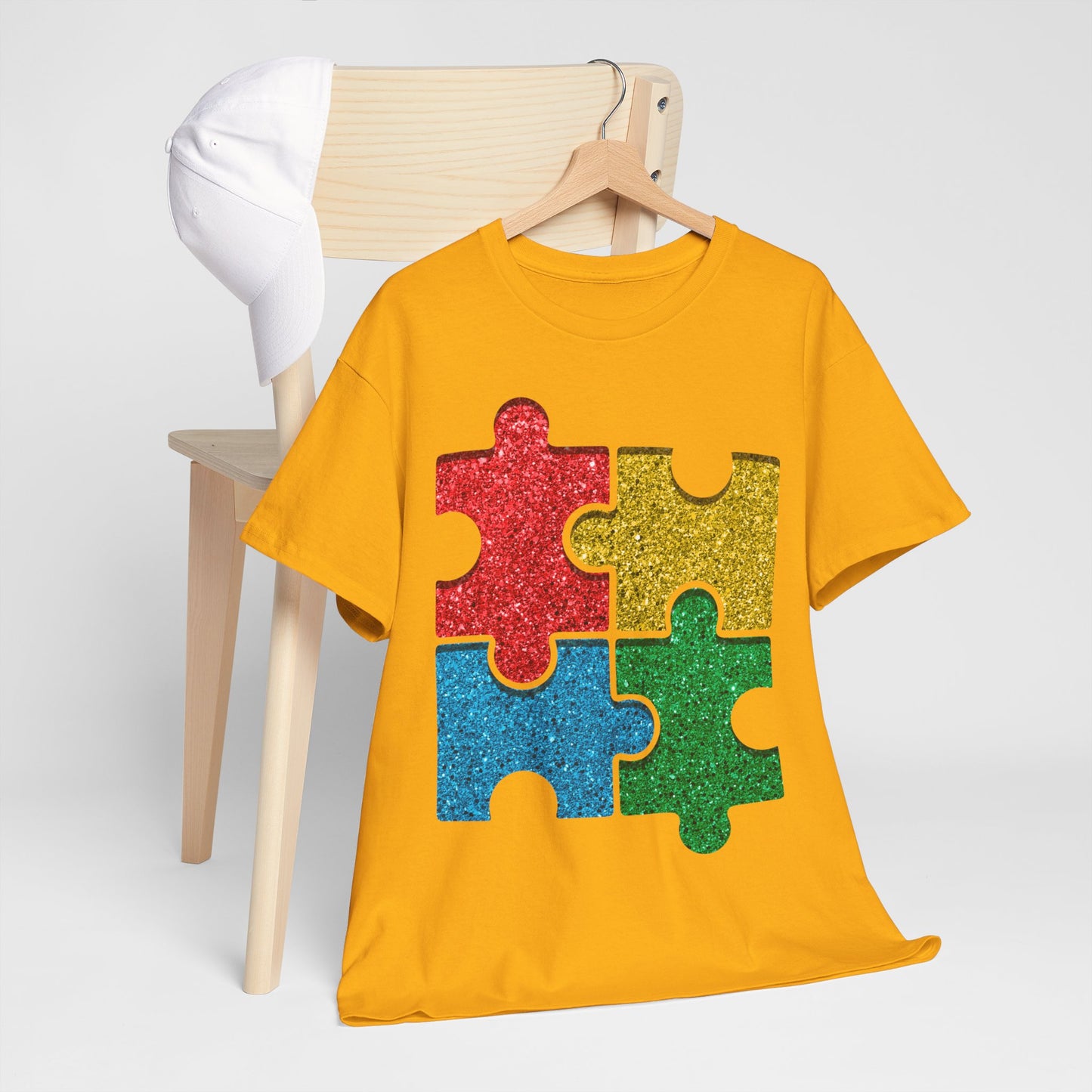 Autism Puzzle Pieces T-shirt Unisex Heavy Cotton