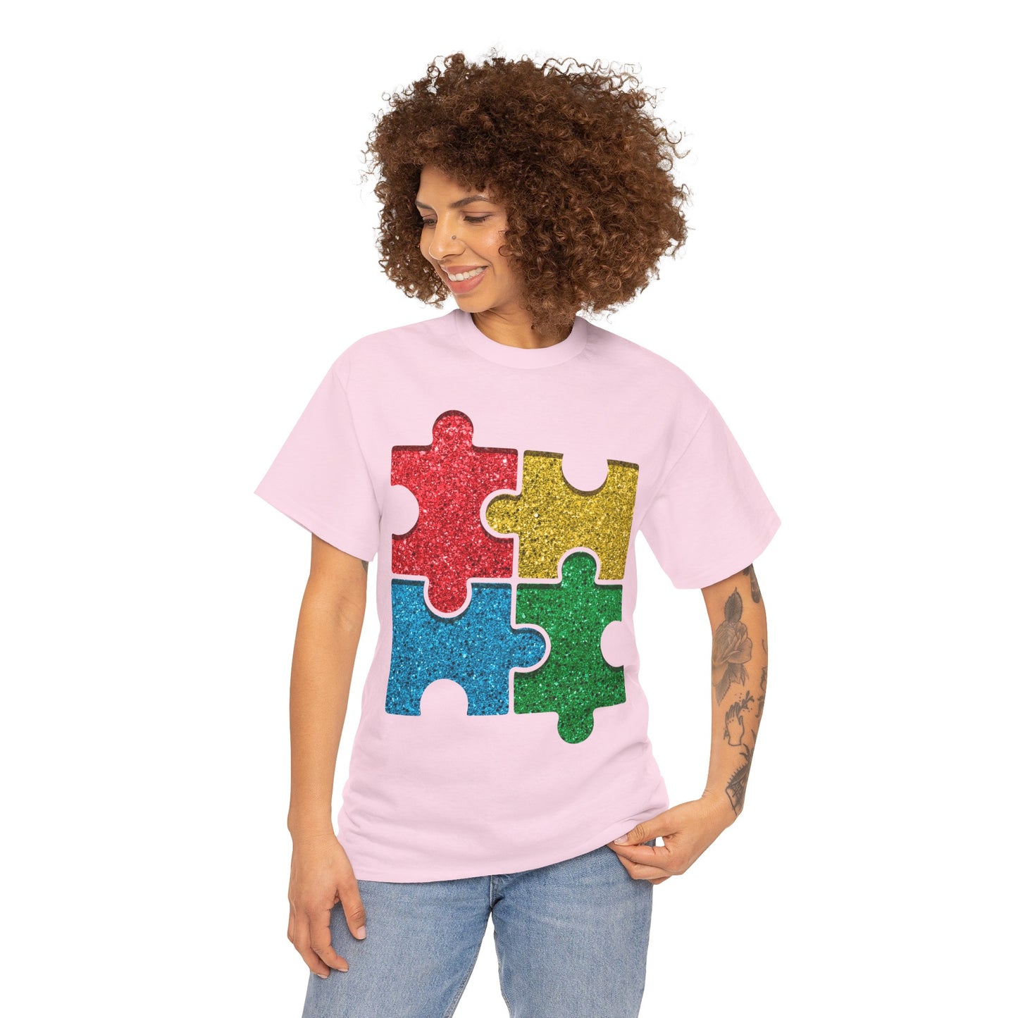 Autism Puzzle Pieces T-shirt Unisex Heavy Cotton