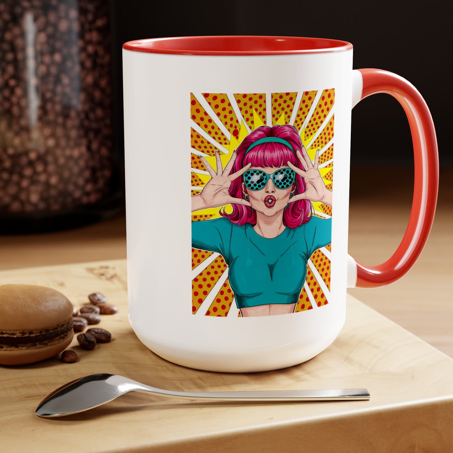 Sexy Retro PopArt Girl with Vibrant Colors 15oz Coffee Mug