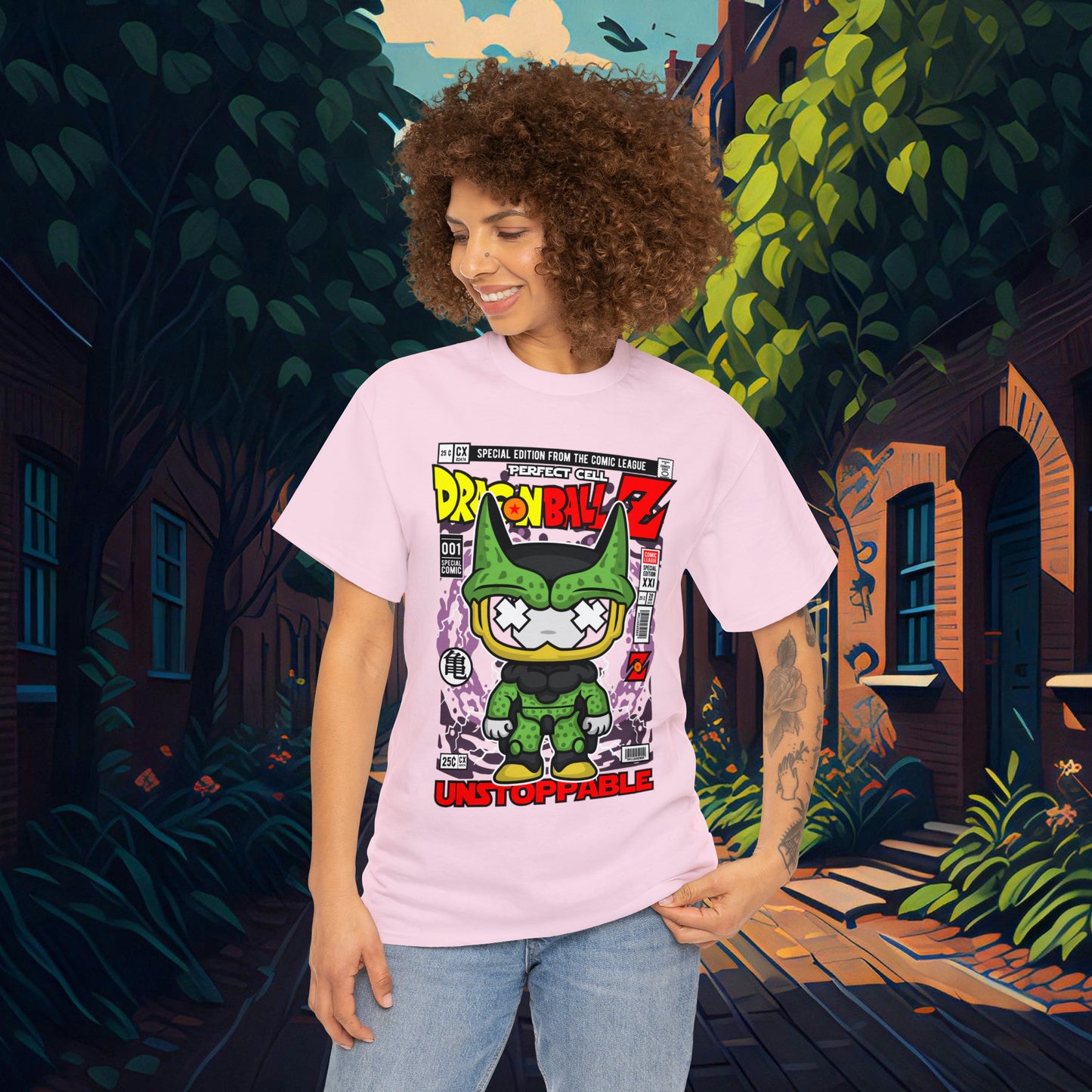 Perfect Cell DragonBall Z Pop Culture Mock Comic Cover heavy cotton T-shirt